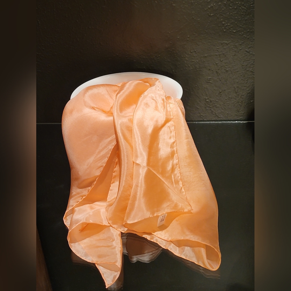 Unbranded Peach Silk Square Scarf 29" X 29"